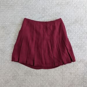 Forever 21 Maroon Dark Red Pleated Mini Skirt S